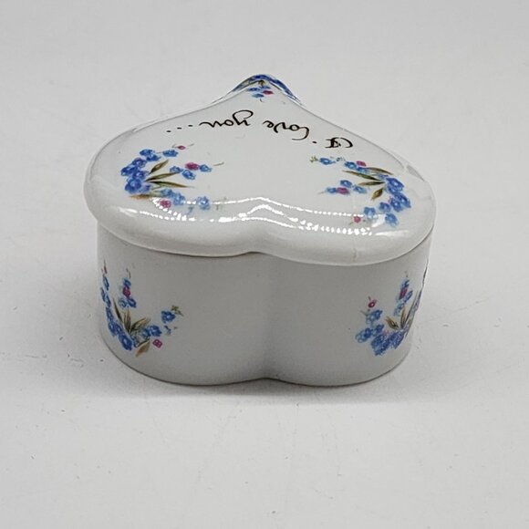 Lefton Trinket Box Heart Shaped "I Love You" Hand Painted Ceramic 2" - Picture 8 of 10